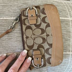 Coach leather trim wristlet